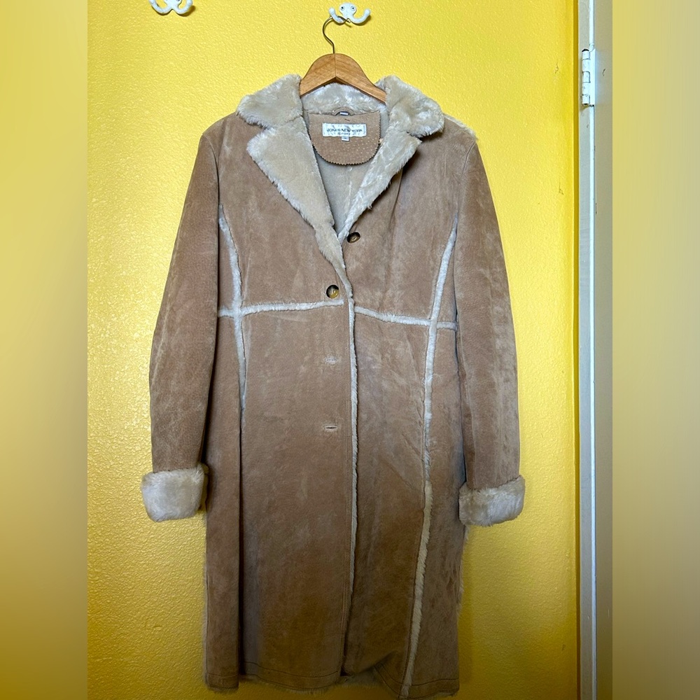 Jones New York suede faux fur lined coat Size Medium